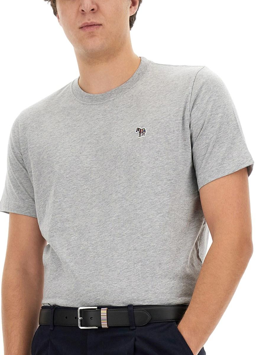 PS BY PAUL SMITH T-SHIRT CON PATCH ZEBRA IN JERSEY DI COTONE