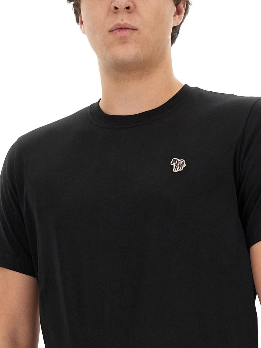 PS BY PAUL SMITH T-SHIRT CON PATCH ZEBRA IN JERSEY DI COTONE