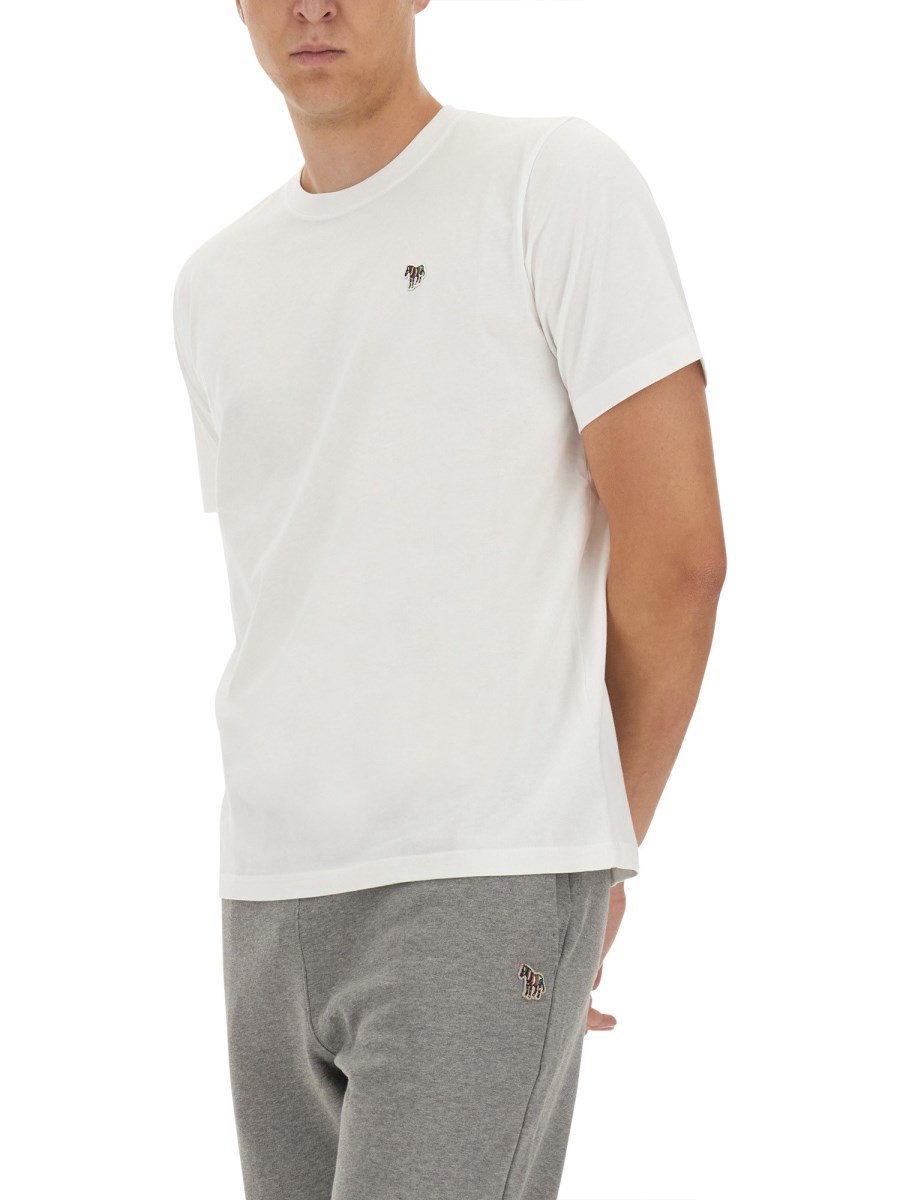 PS BY PAUL SMITH T-SHIRT CON PATCH ZEBRA IN JERSEY DI COTONE