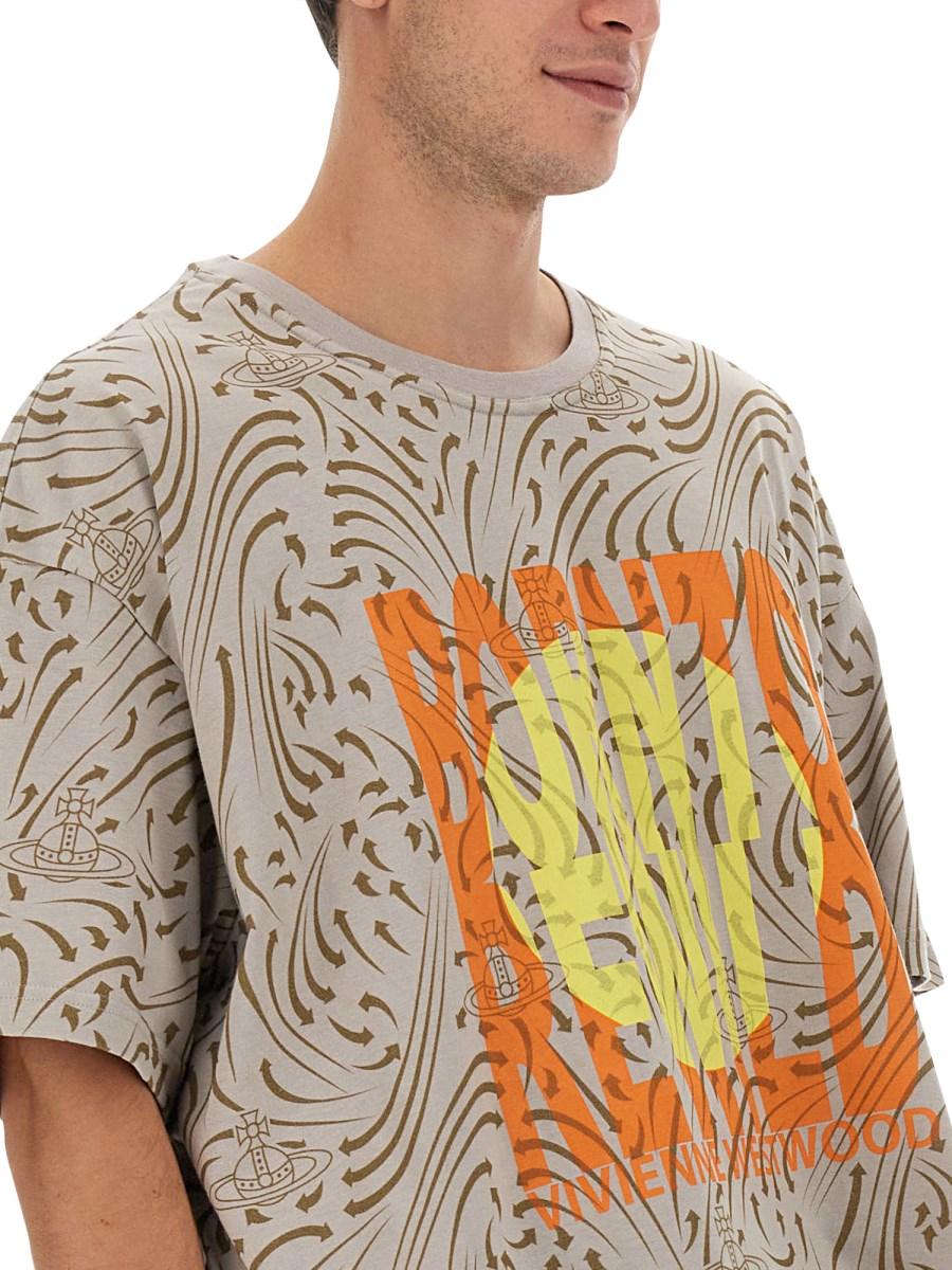 VIVIENNE WESTWOOD T-SHIRT CON STAMPA "BORN TO REWILD" IN JERSEY DI COTONE