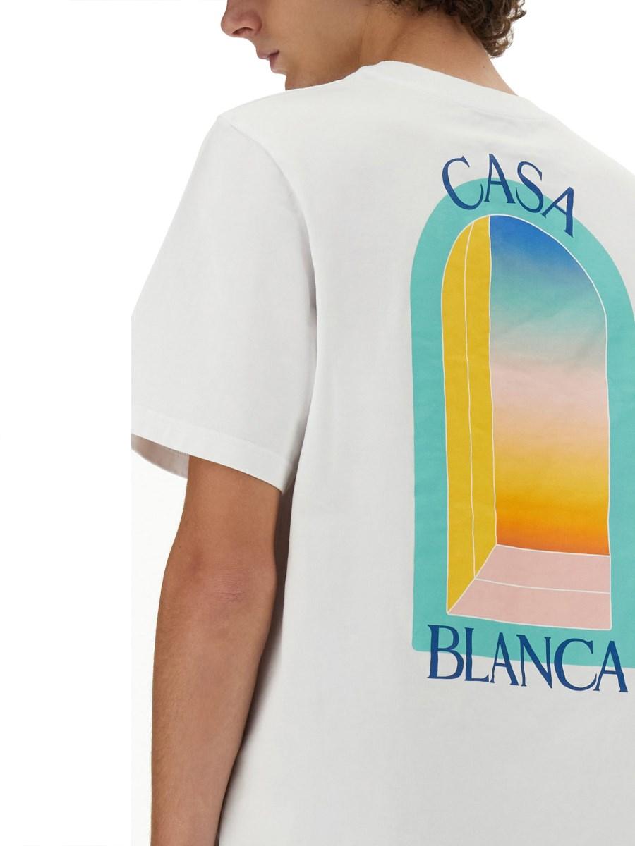 CASABLANCA T-SHIRT CON STAMPA LARC COLORE IN JERSEY DI COTONE