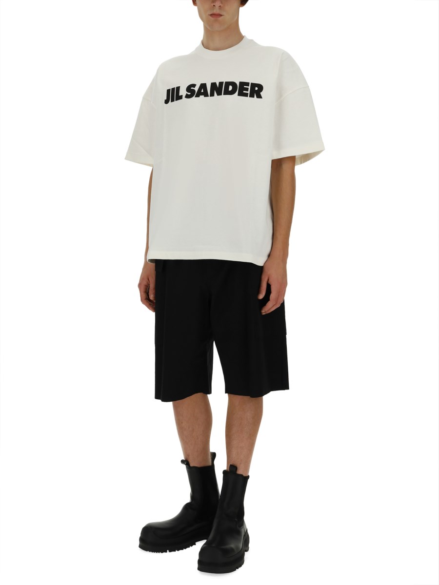 JIL SANDER T-SHIRT CON STAMPA LOGO IN JERSEY DI COTONE