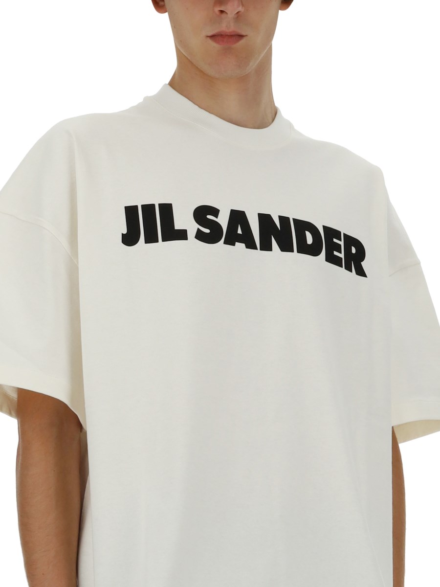 JIL SANDER T-SHIRT CON STAMPA LOGO IN JERSEY DI COTONE