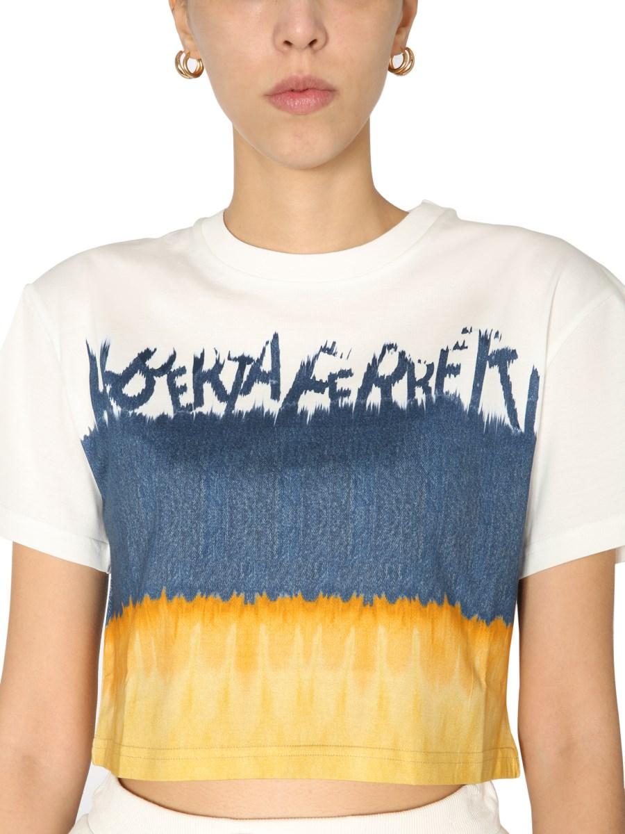 ALBERTA FERRETTI T-SHIRT CROPPED I LOVE SUMMER IN COTONE