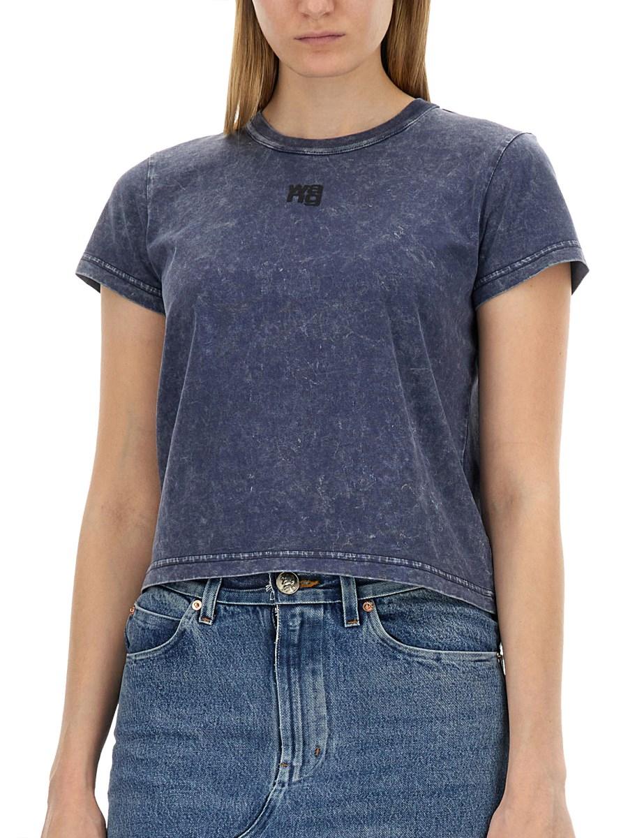 ALEXANDERWANG.T T-SHIRT ESSENTIAL SHRUNK IN COTONE CON LOGO PUFF