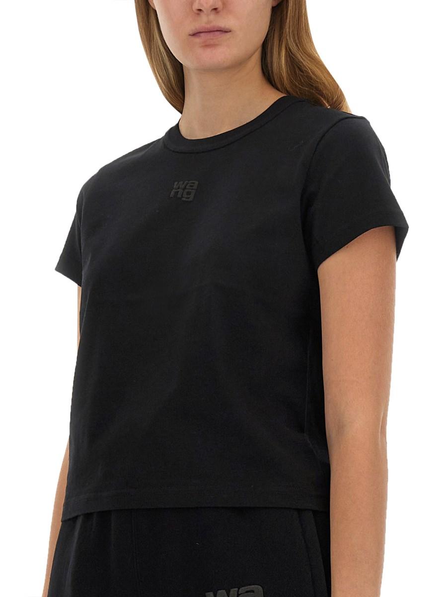 ALEXANDERWANG.T T-SHIRT ESSENTIAL SHRUNK IN COTONE CON LOGO PUFF