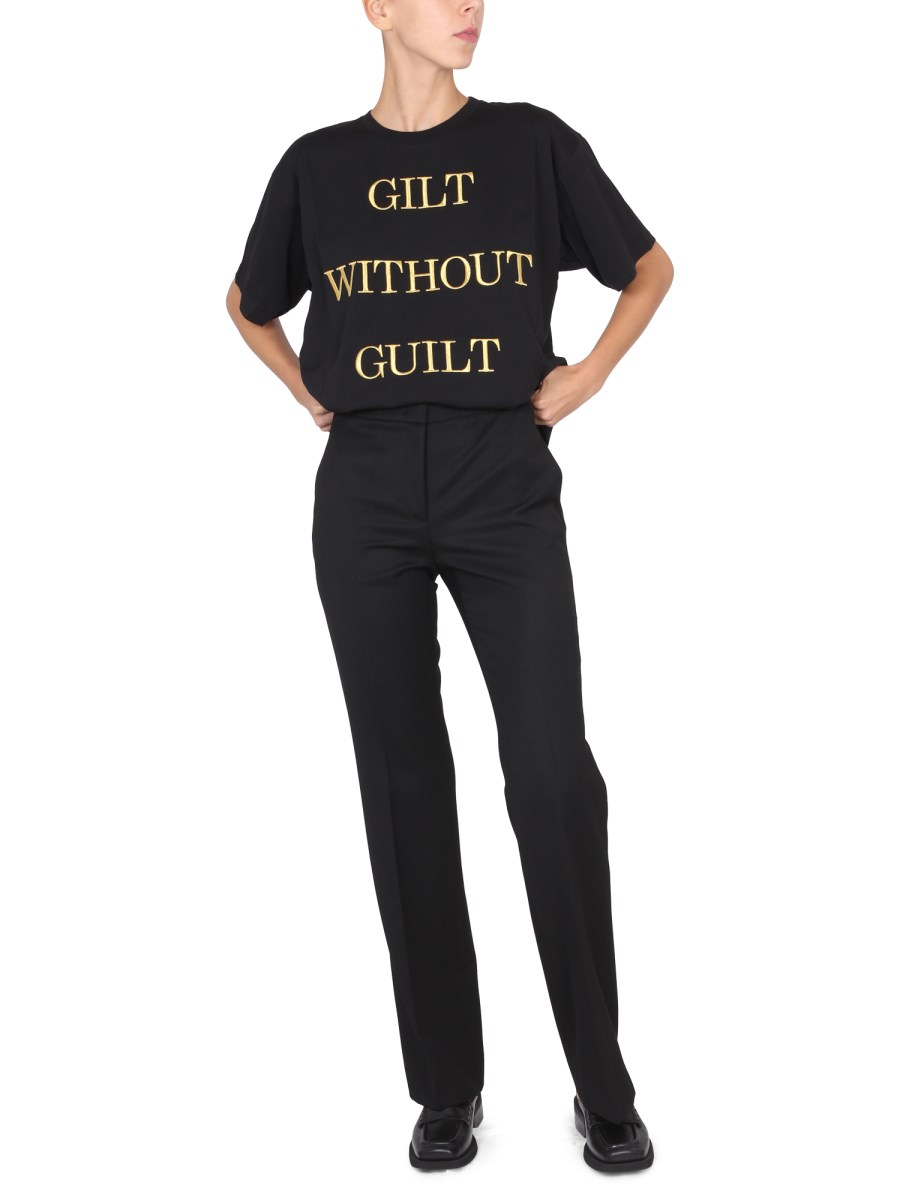 MOSCHINO T-SHIRT GILT WITHOUT GUILT IN JERSEY DI COTONE