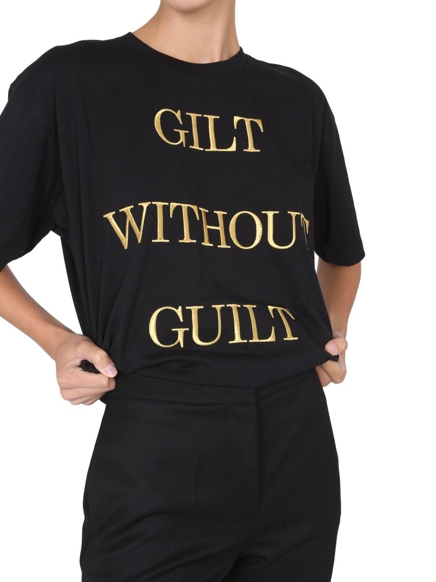 MOSCHINO T-SHIRT GILT WITHOUT GUILT IN JERSEY DI COTONE