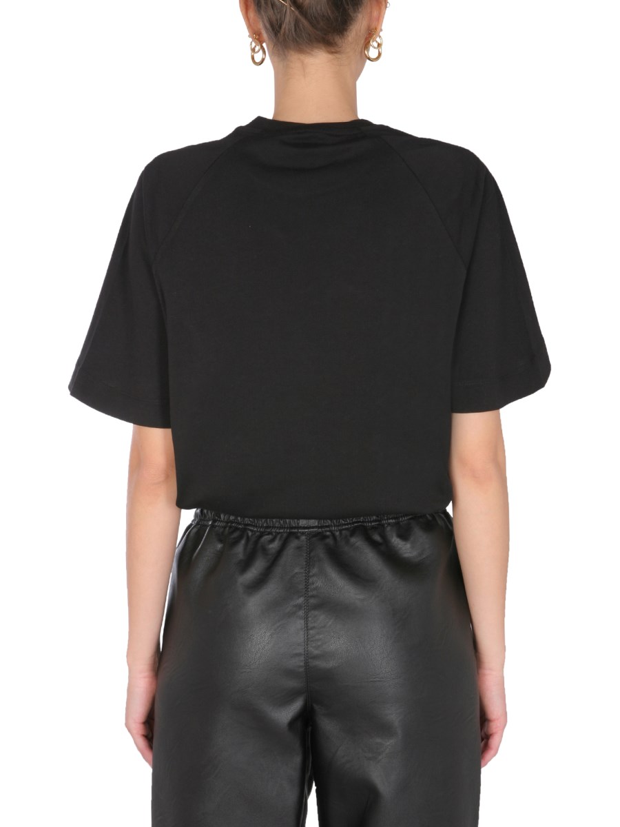 STELLA McCARTNEY T-SHIRT GIROCOLLO CON LOGO E MANICA RAGLAN