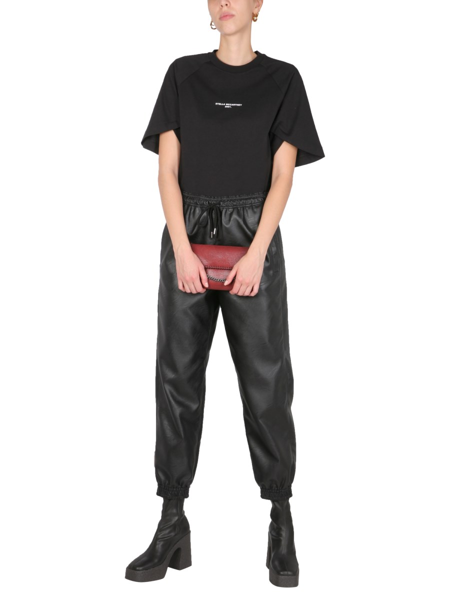 STELLA McCARTNEY T-SHIRT GIROCOLLO CON LOGO E MANICA RAGLAN