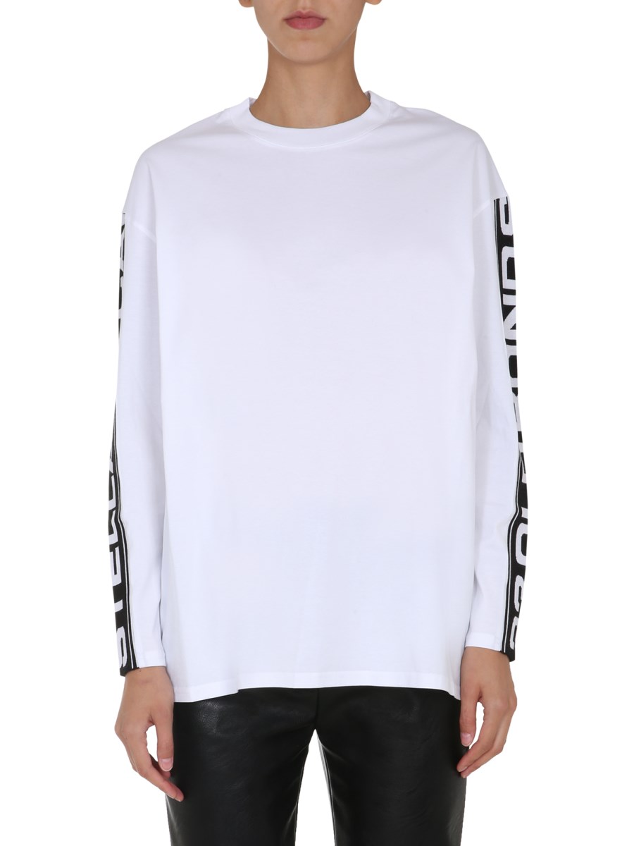 STELLA McCARTNEY T-SHIRT GIROCOLLO IN COTONE CON BANDA 23 OLD BOND