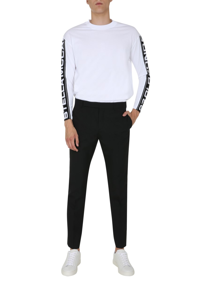 STELLA McCARTNEY T-SHIRT GIROCOLLO IN COTONE CON BANDA 23 OLD BOND