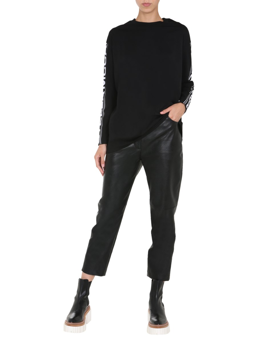 STELLA McCARTNEY T-SHIRT GIROCOLLO IN COTONE CON BANDA 23 OLD BOND