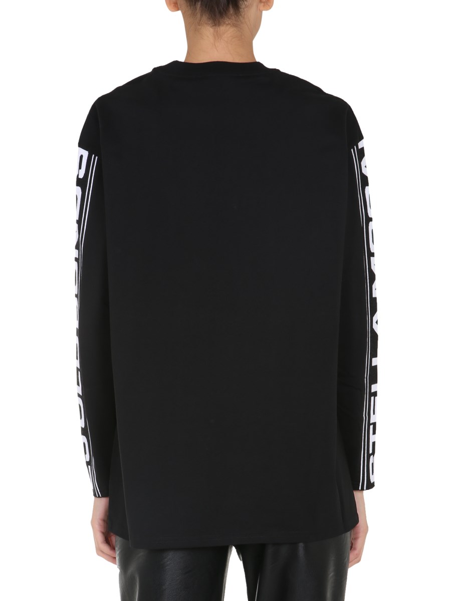 STELLA McCARTNEY T-SHIRT GIROCOLLO IN COTONE CON BANDA 23 OLD BOND