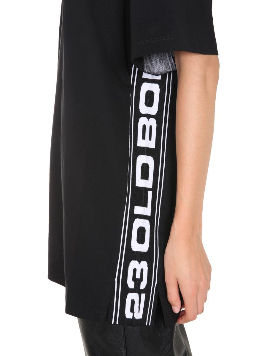STELLA McCARTNEY T-SHIRT GIROCOLLO IN COTONE CON BANDA 23 OLD BOND