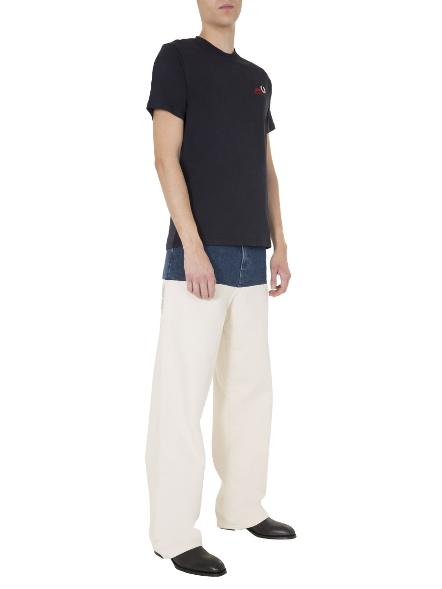 FRED PERRY X RAF SIMONS T-SHIRT GIROCOLLO IN COTONE CON LOGO