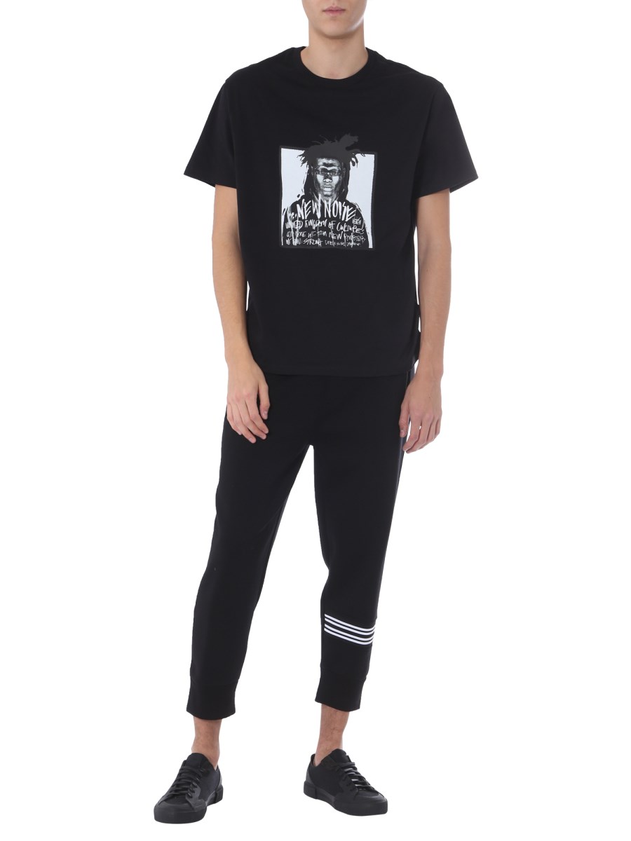 NEIL BARRETT T-SHIRT GIROCOLLO IN COTONE CON STAMPA