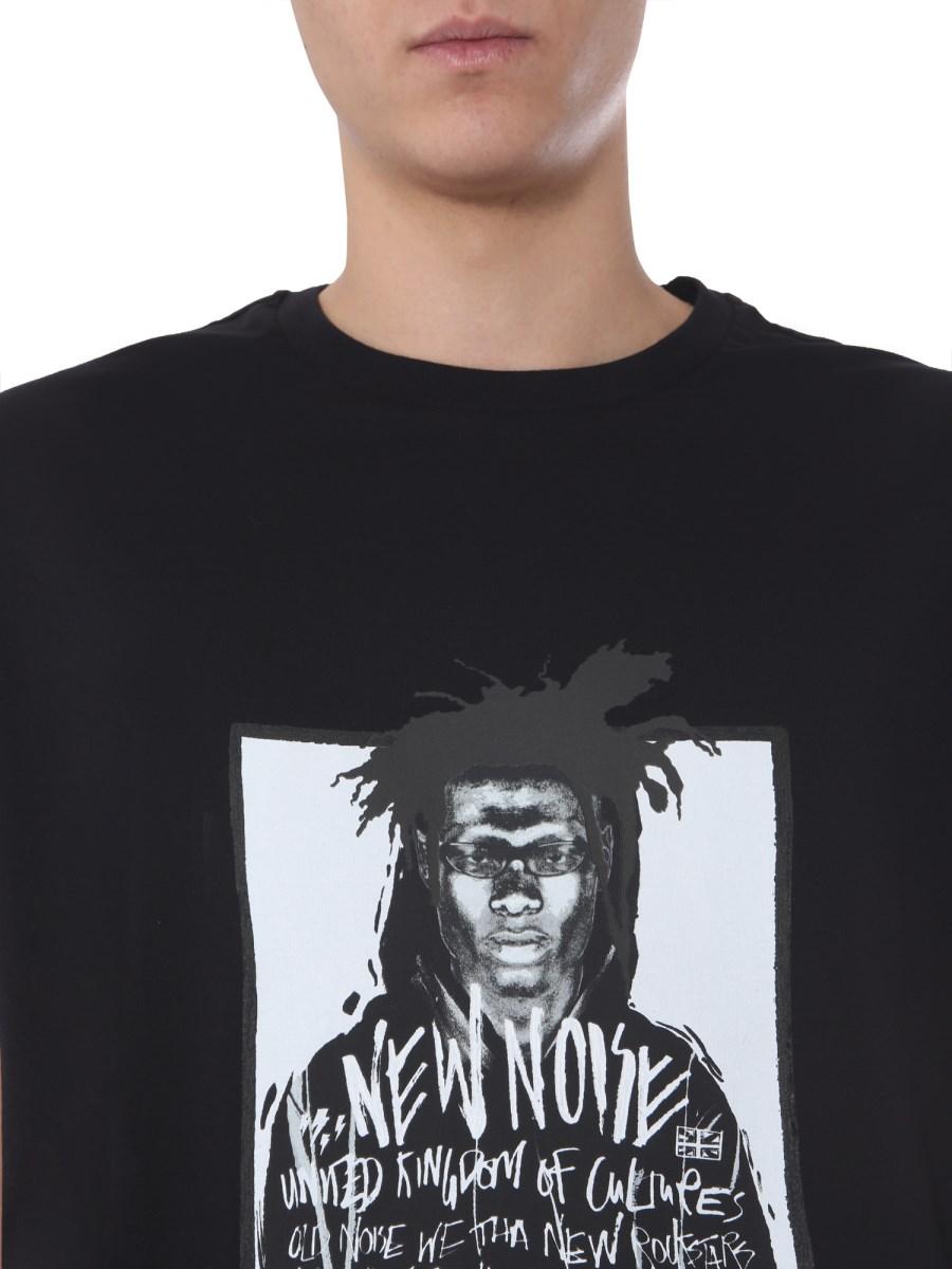 NEIL BARRETT T-SHIRT GIROCOLLO IN COTONE CON STAMPA