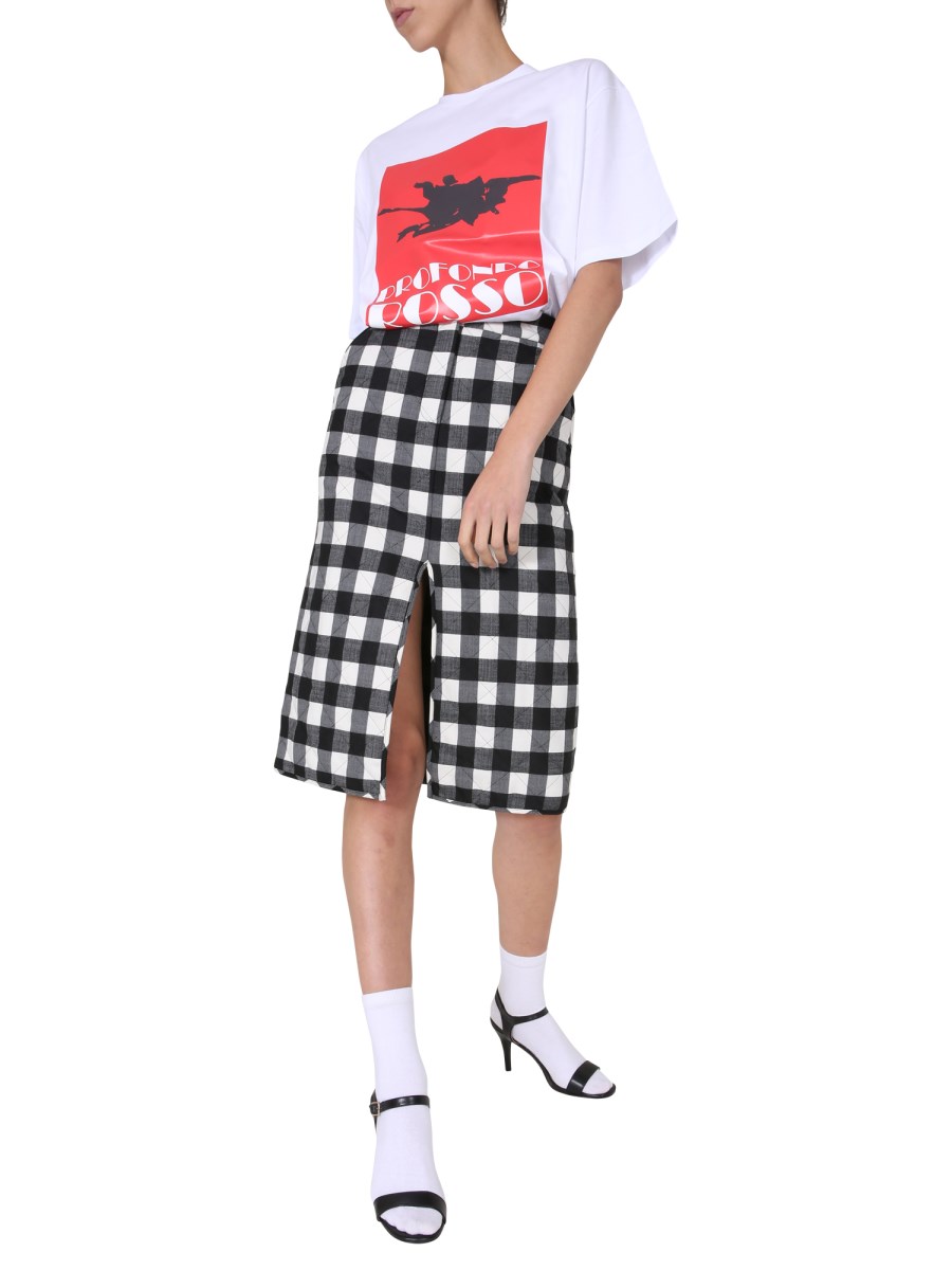 MSGM T-SHIRT GIROCOLLO IN COTONE CON STAMPA PROFONDO ROSSO