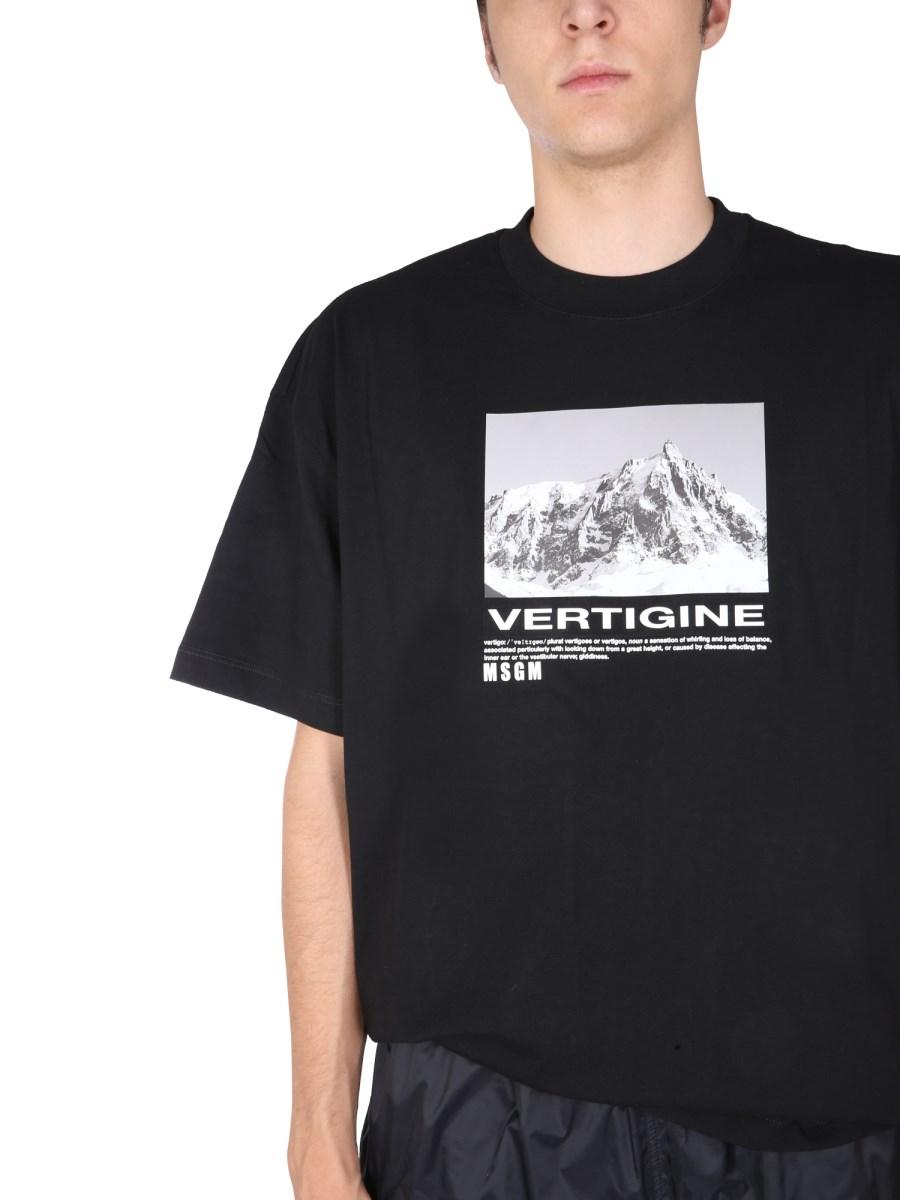 MSGM T-SHIRT GIROCOLLO IN COTONE CON STAMPA VERTIGINE