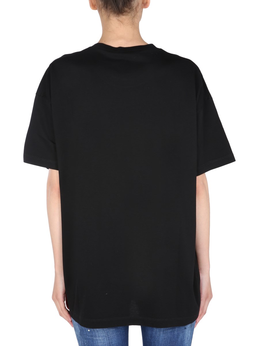 DSQUARED T-SHIRT GIROCOLLO IN JERSEY DI COTONE CON LOGO
