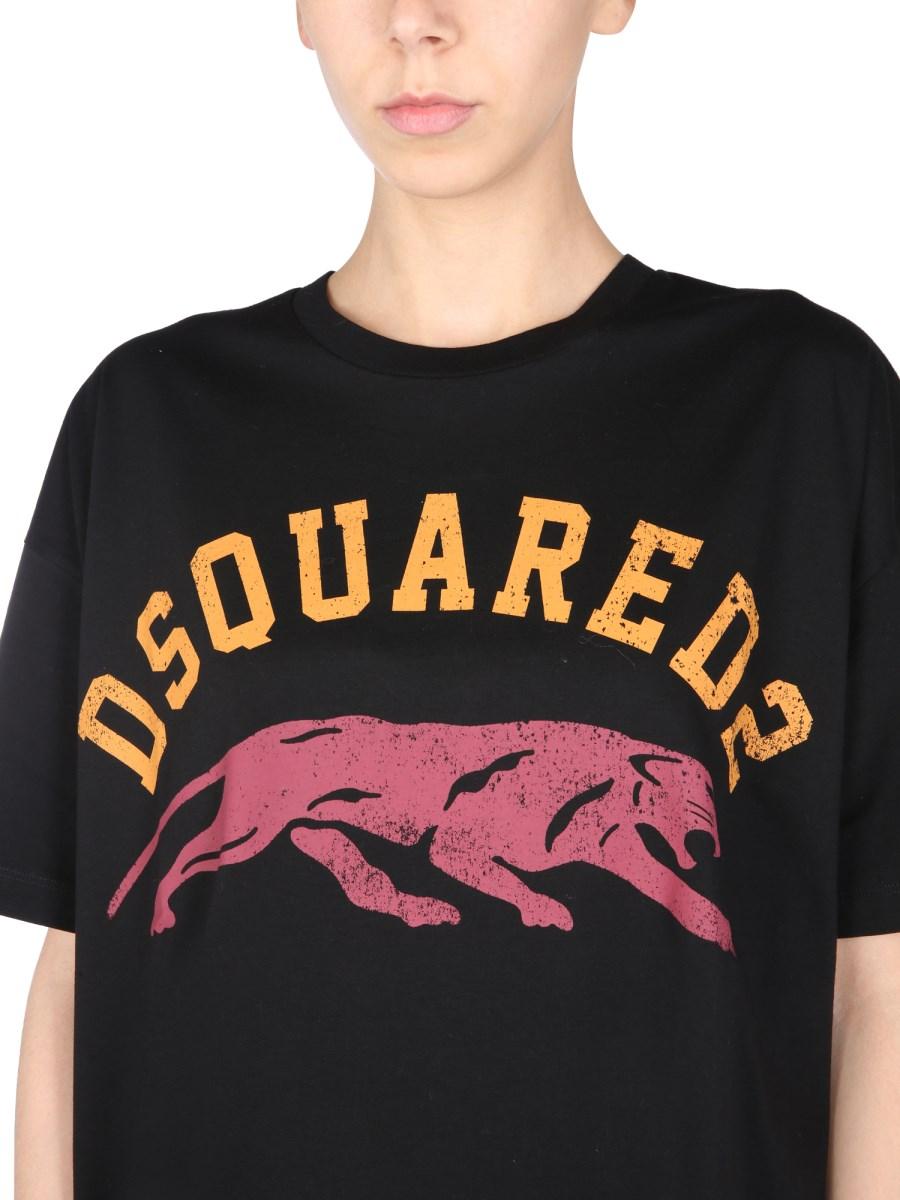 DSQUARED T-SHIRT GIROCOLLO IN JERSEY DI COTONE CON LOGO