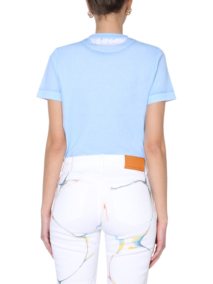 STELLA McCARTNEY T-SHIRT GIROCOLLO IN JERSEY DI COTONE CON LOGO