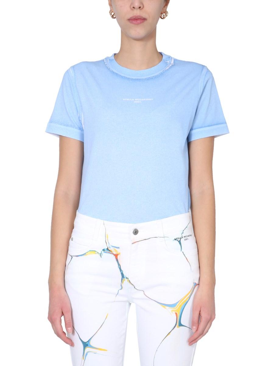 STELLA McCARTNEY T-SHIRT GIROCOLLO IN JERSEY DI COTONE CON LOGO