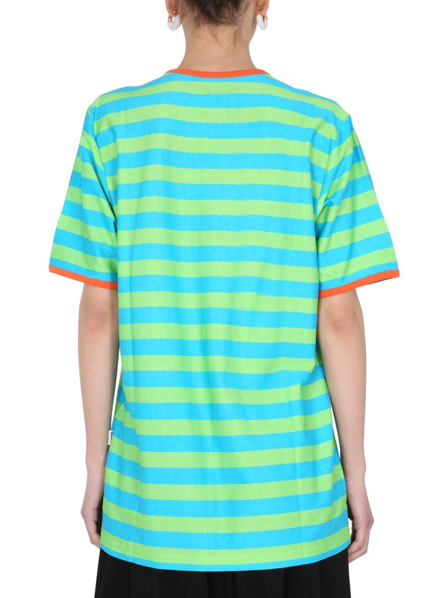 SUNNEI X ELEONORA BONUCCI T-SHIRT GIROCOLLO IN JERSEY DI COTONE CON MOTIVO A RIGHE