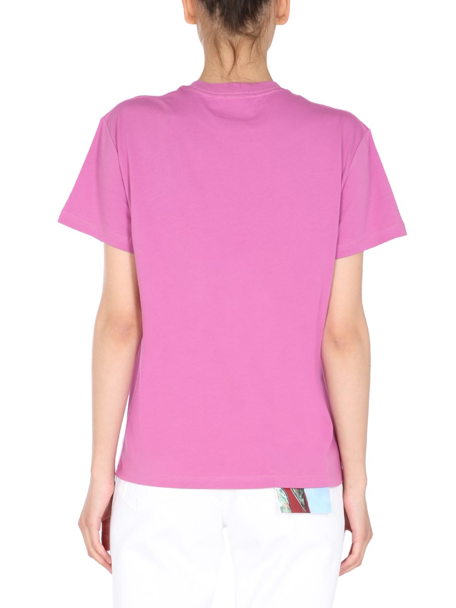 RAF SIMONS T-SHIRT GIROCOLLO IN JERSEY DI COTONE CON PATCH LOGO