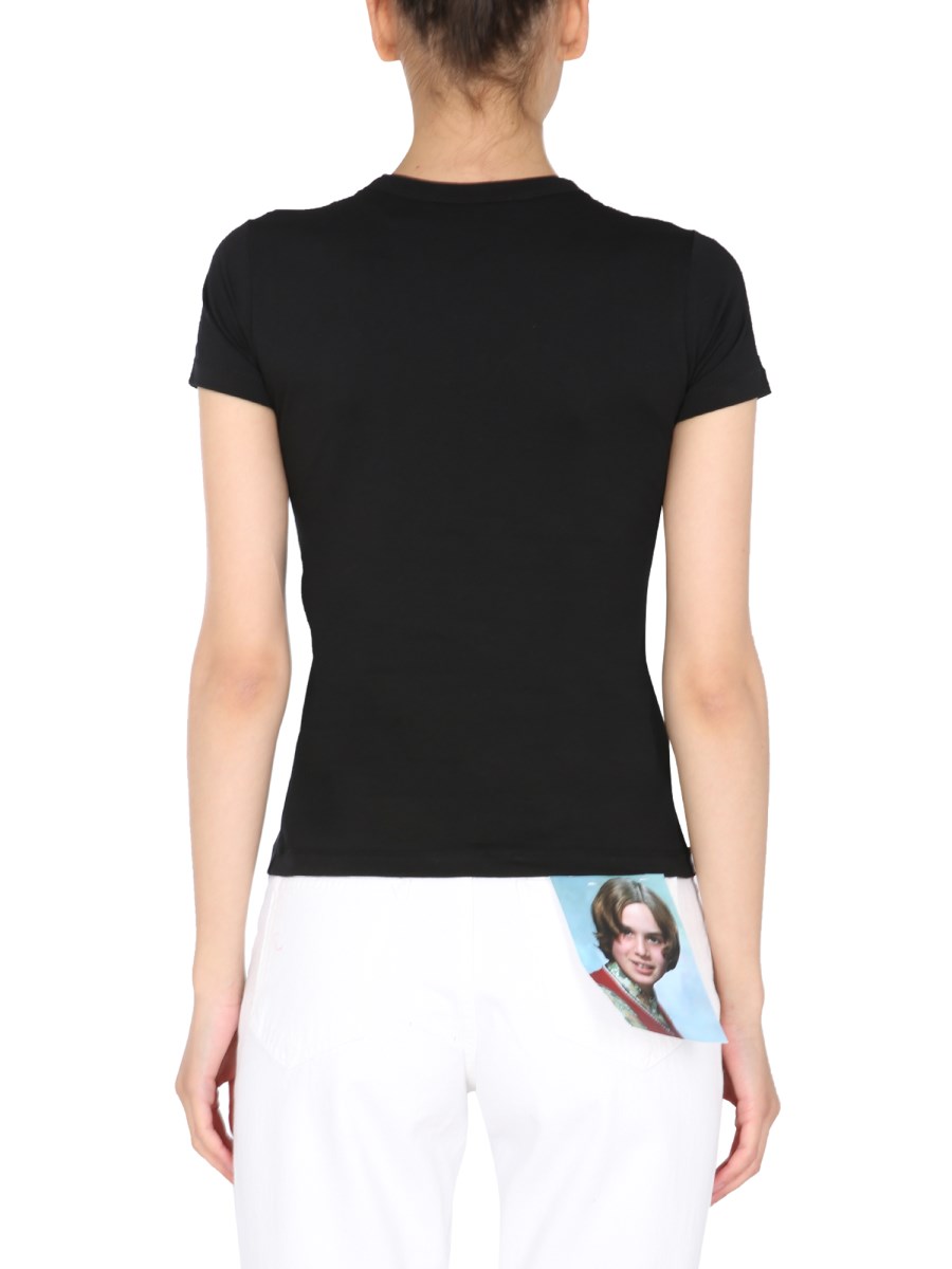 RAF SIMONS T-SHIRT GIROCOLLO IN JERSEY DI COTONE CON STAMPA "FAMILY PORTRAIT"