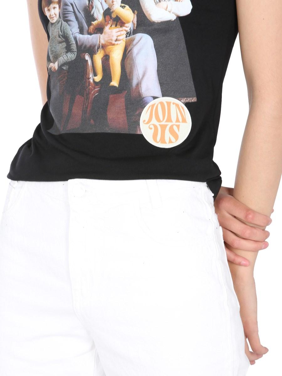 RAF SIMONS T-SHIRT GIROCOLLO IN JERSEY DI COTONE CON STAMPA "FAMILY PORTRAIT"