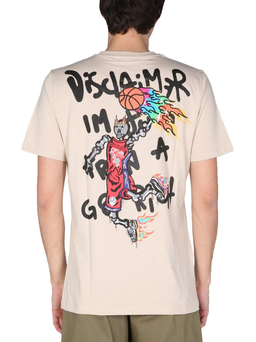 DISCLAIMER T-SHIRT GIROCOLLO IN JERSEY DI COTONE CON STAMPA LOGO