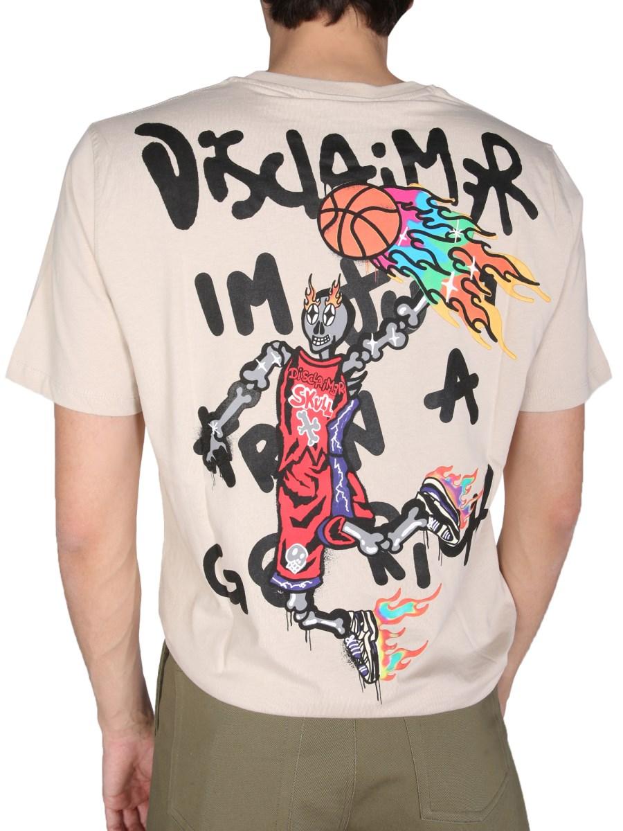 DISCLAIMER T-SHIRT GIROCOLLO IN JERSEY DI COTONE CON STAMPA LOGO
