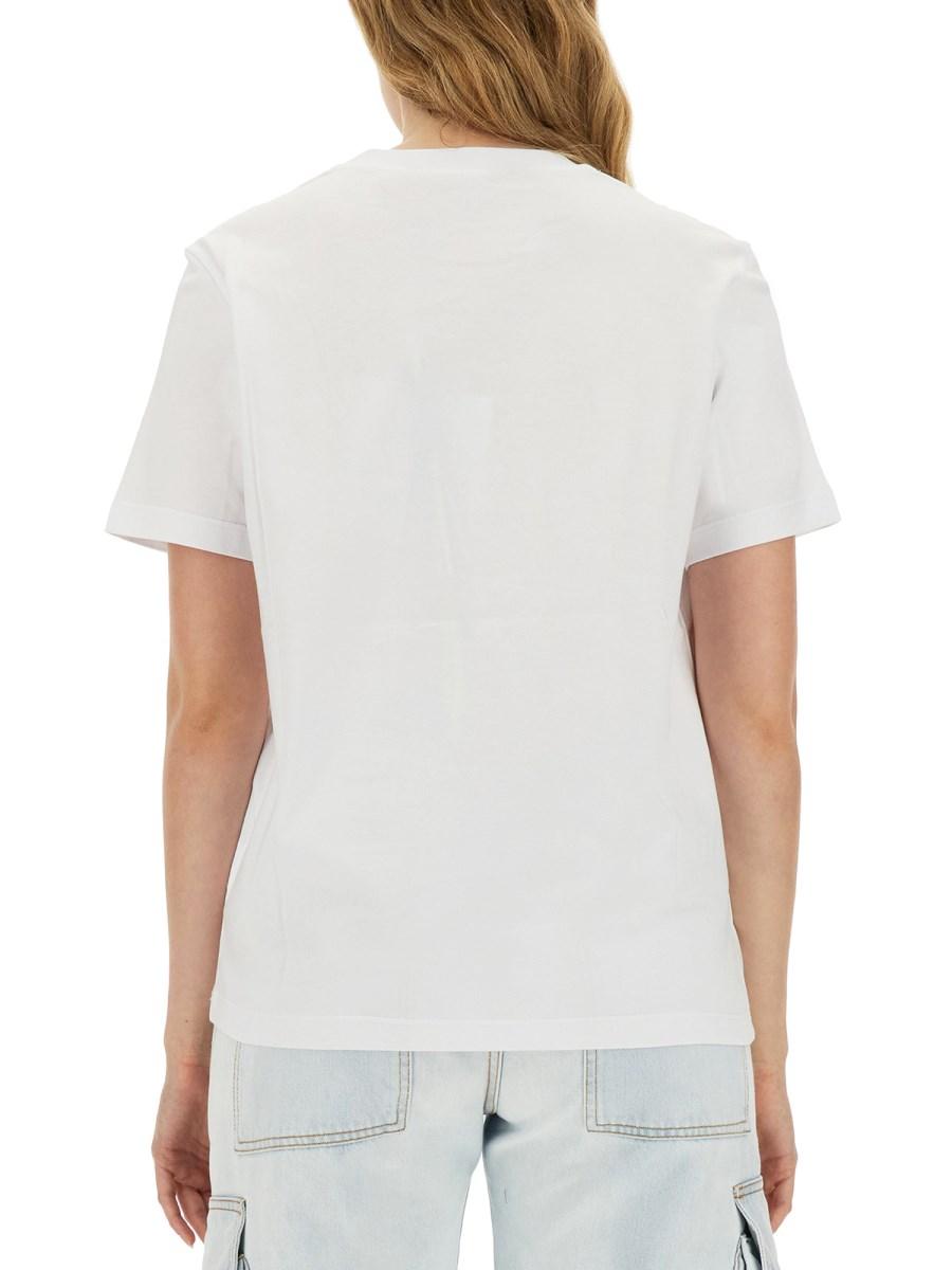 MSGM T-SHIRT GIROCOLLO IN JERSEY DI COTONE CON STAMPA LOGO PENNELLATO