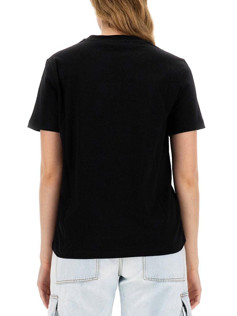 MSGM T-SHIRT GIROCOLLO IN JERSEY DI COTONE CON STAMPA LOGO PENNELLATO