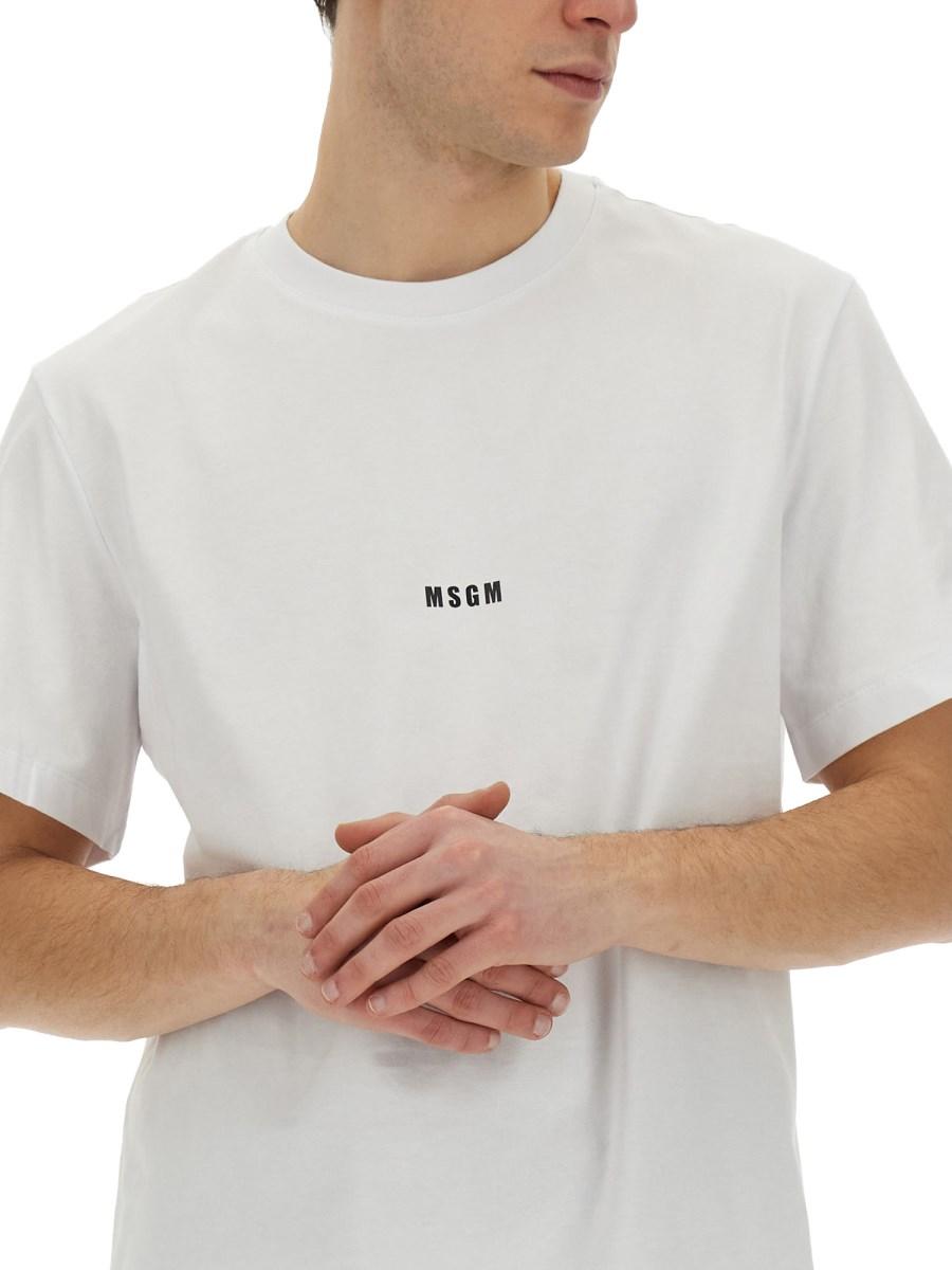 MSGM T-SHIRT GIROCOLLO IN JERSEY DI COTONE CON STAMPA LOGO LETTERING