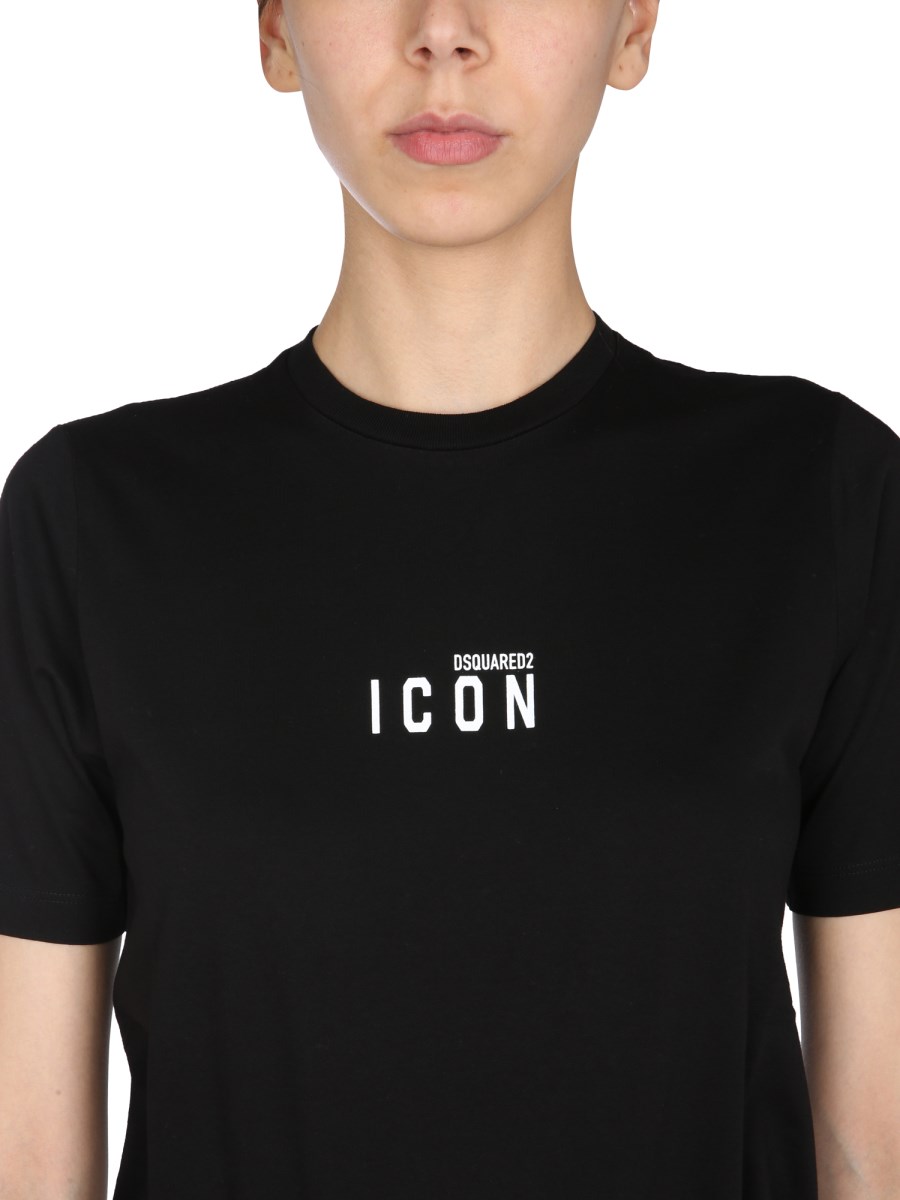DSQUARED T-SHIRT GIROCOLLO IN JERSEY DI COTONE CON STAMPA LOGO