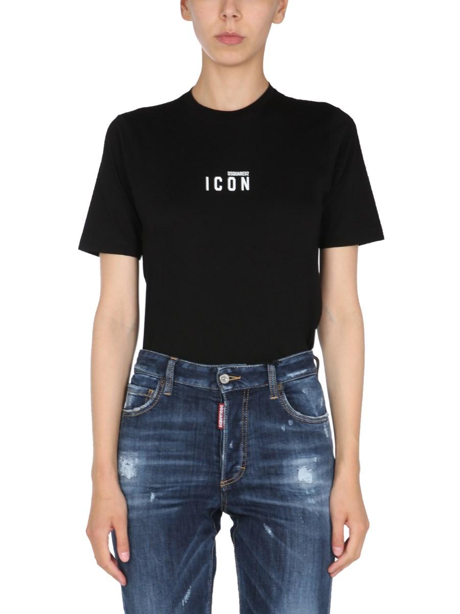 DSQUARED T-SHIRT GIROCOLLO IN JERSEY DI COTONE CON STAMPA LOGO