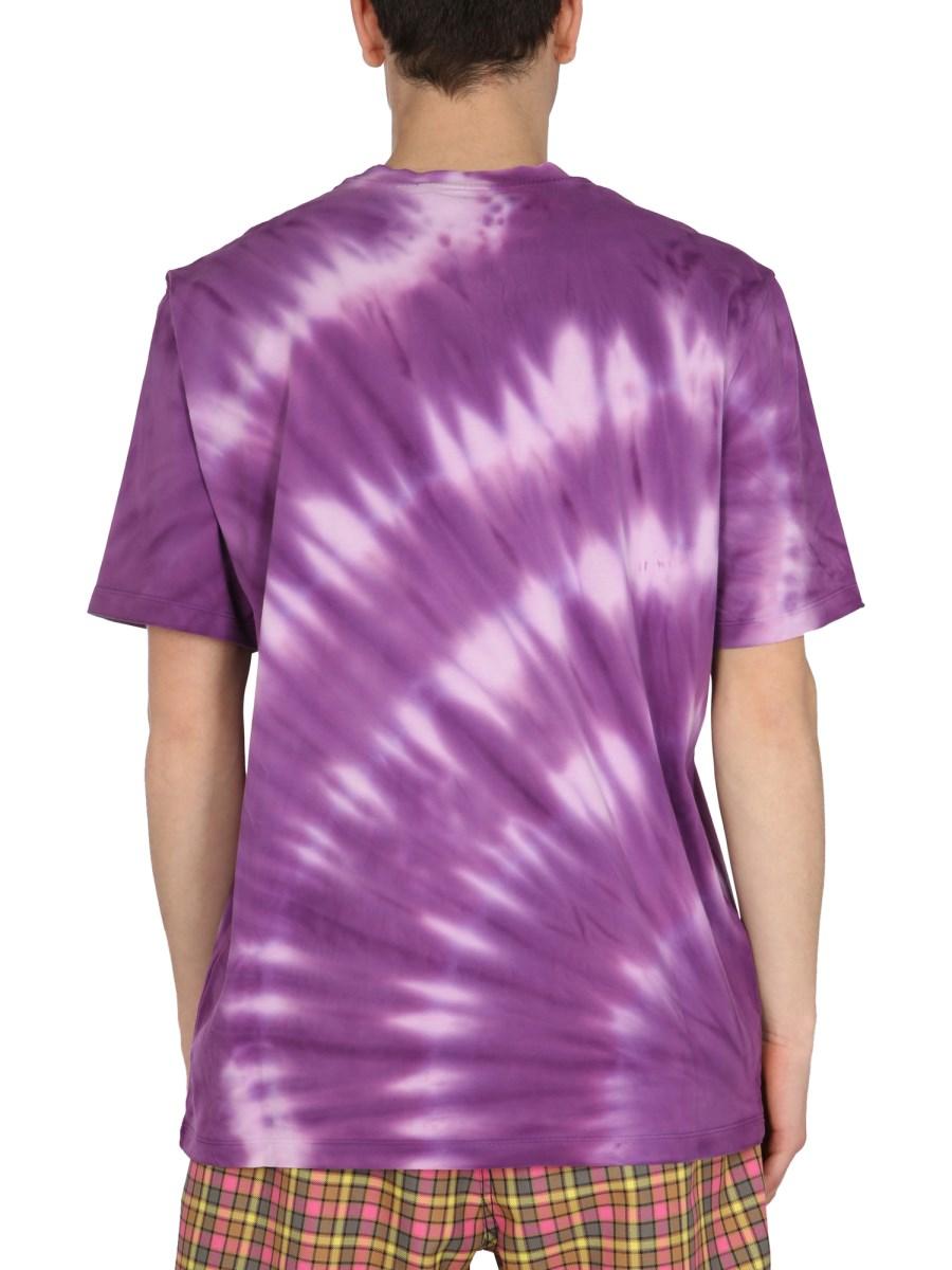 MSGM T-SHIRT GIROCOLLO IN JERSEY DI COTONE CON STAMPA TIE-DYE E MICRO LOGO