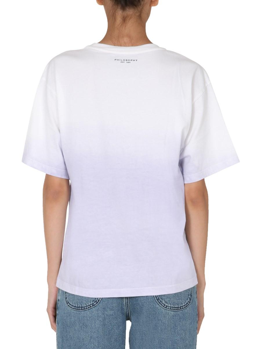 PHILOSOPHY DI LORENZO SERAFINI T-SHIRT GIROCOLLO IN JERSEY DI COTONE DEGRADE CON LOGO
