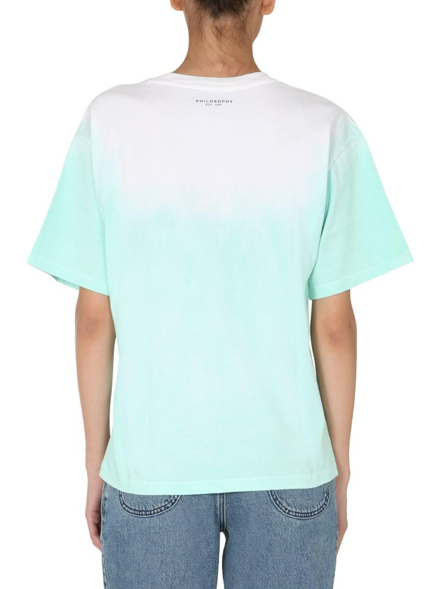 PHILOSOPHY DI LORENZO SERAFINI T-SHIRT GIROCOLLO IN JERSEY DI COTONE DEGRADE CON LOGO