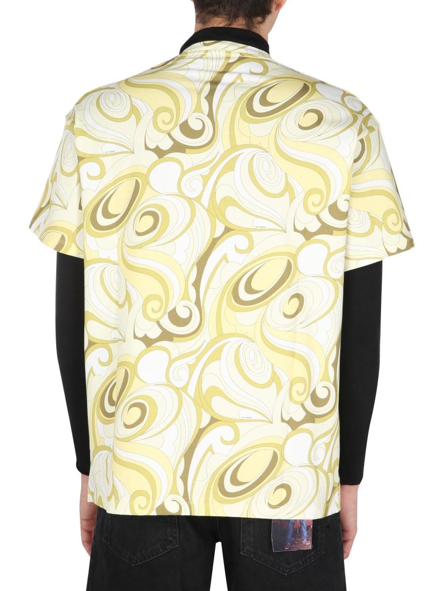 RAF SIMONS T-SHIRT GIROCOLLO IN MISTO COTONE CON STAMPA "HIPPIE"