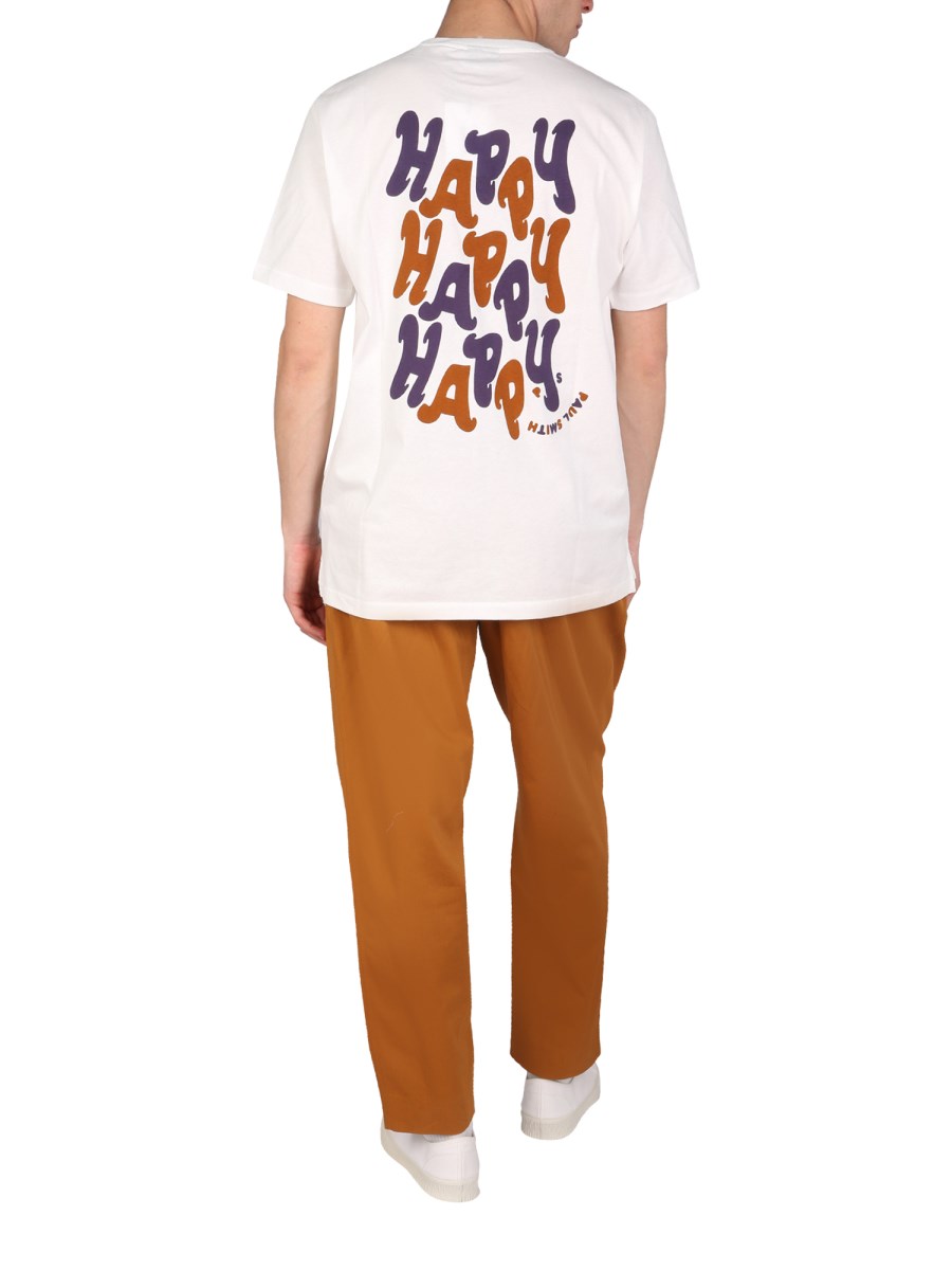 PS BY PAUL SMITH T-SHIRT "HAPPY HAPPY" IN JERSEY DI COTONE