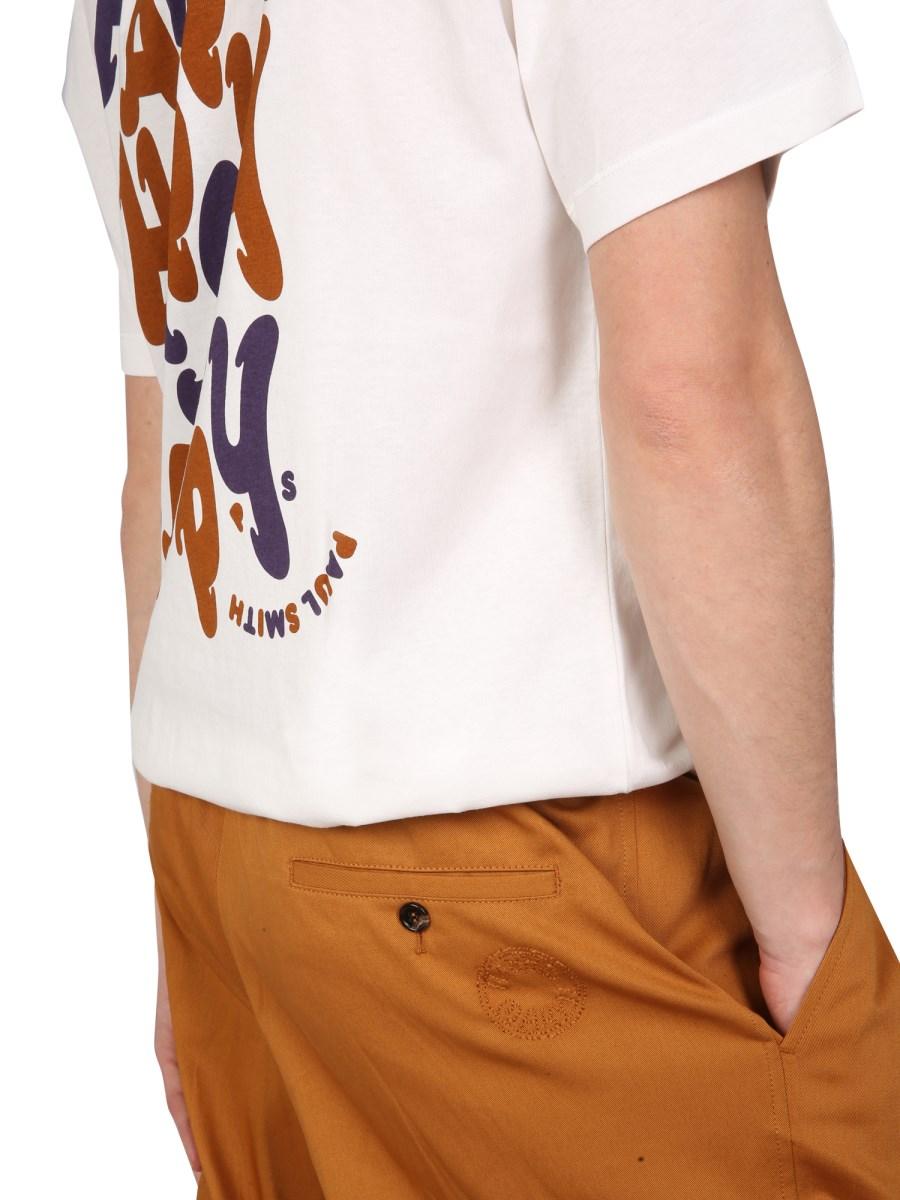 PS BY PAUL SMITH T-SHIRT "HAPPY HAPPY" IN JERSEY DI COTONE