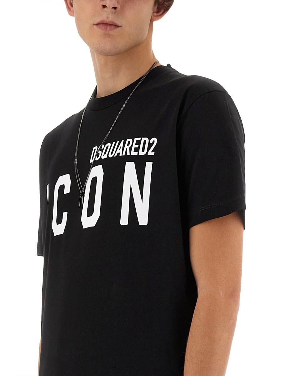 DSQUARED T-SHIRT "ICON" IN JERSEY DI COTONE CON STAMPA LOGO