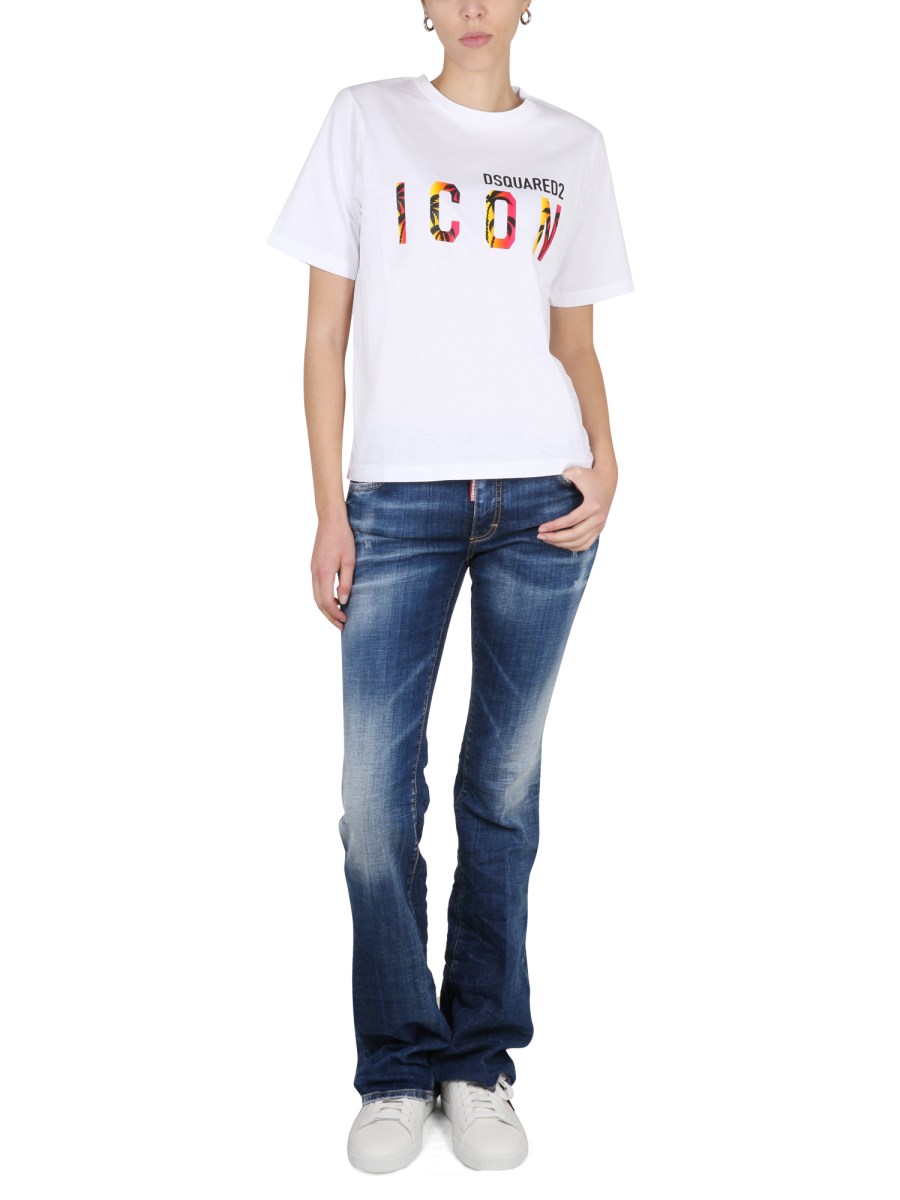 DSQUARED T-SHIRT ICON SUNSET EASY IN JERSEY DI COTONE