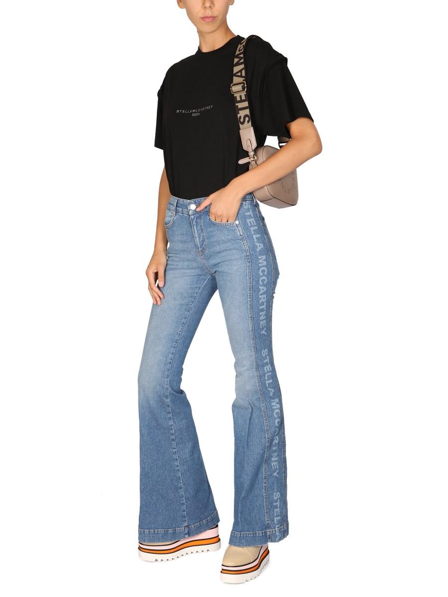 STELLA McCARTNEY T-SHIRT IN COTONE CON LOGO CRYSTAL