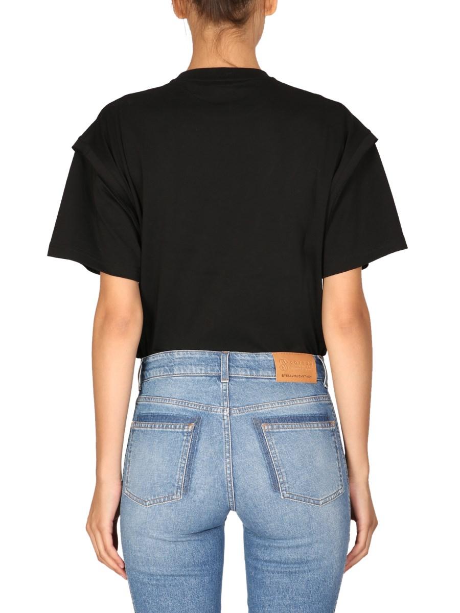 STELLA McCARTNEY T-SHIRT IN COTONE CON LOGO CRYSTAL