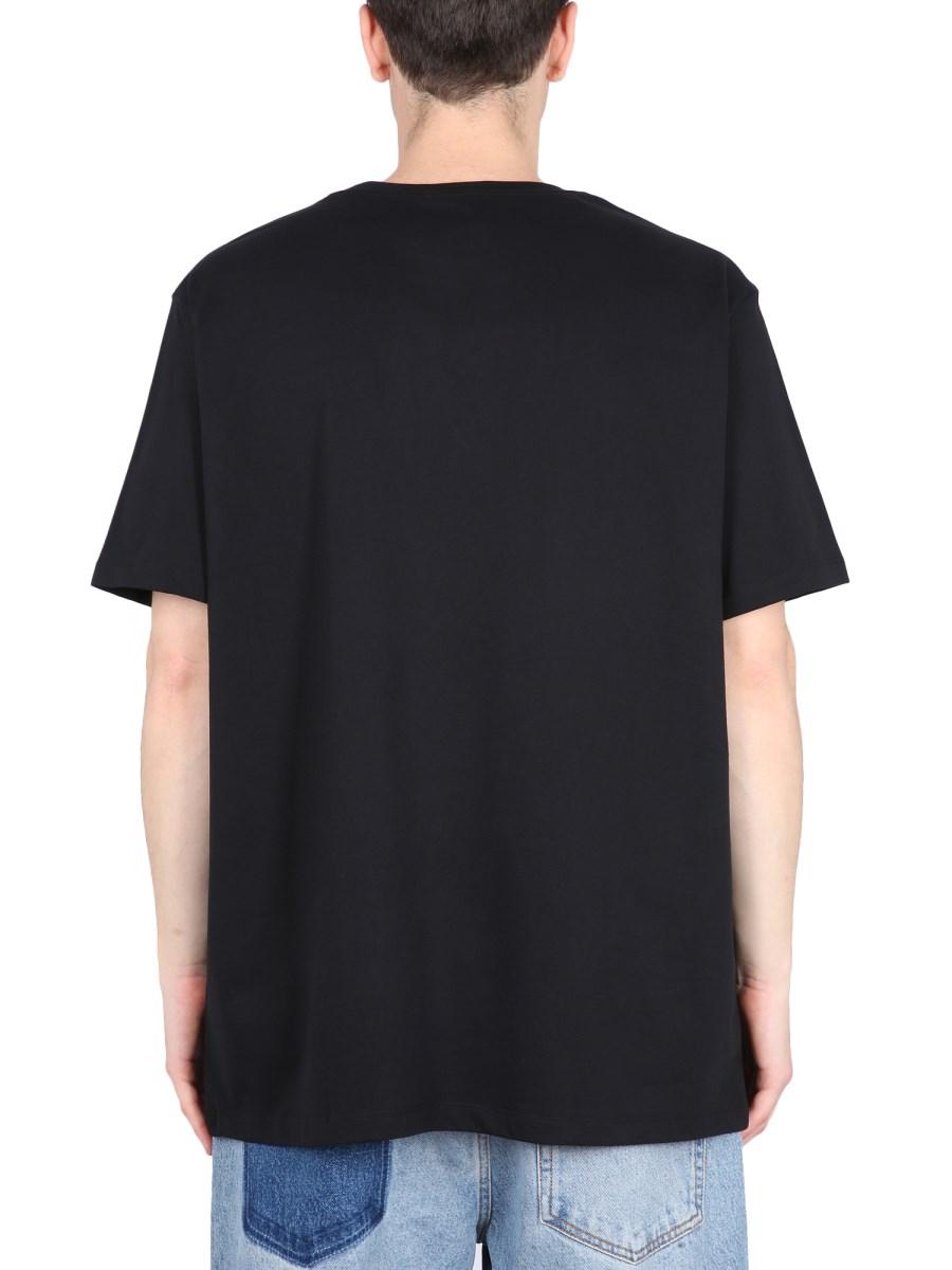 BALMAIN T-SHIRT IN COTONE CON LOGO FLOCCATO E METALLIZZATO